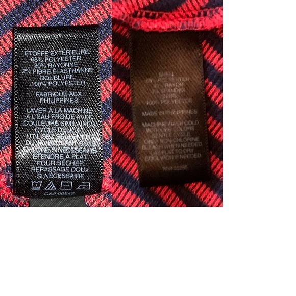 EXPRESS Red Navy Blue Striped Skater DRESS size M - Picture 6 of 6